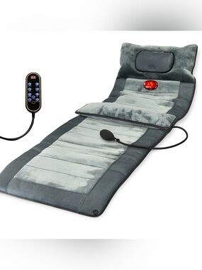Gray Full-Body Massage Mat with Heat, Air Compression and Remote